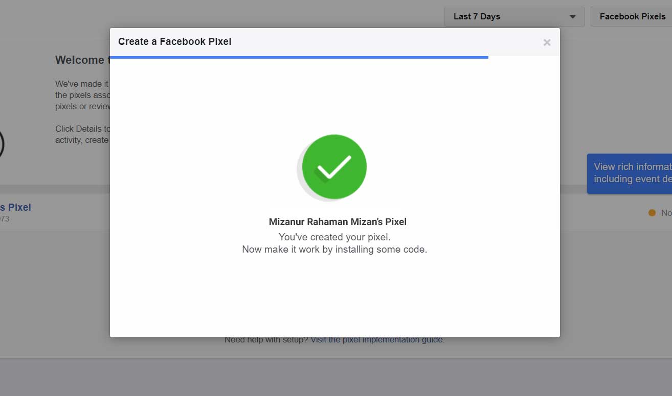 facebook-pixel-code-created-success-message