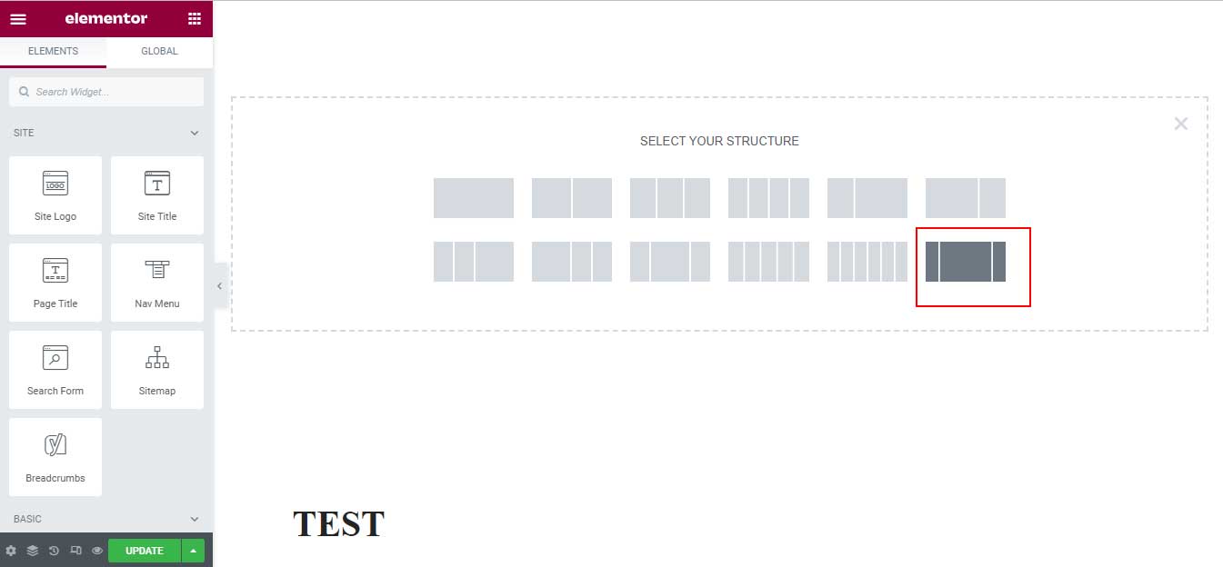 select-structure-for-elementor-edit-header